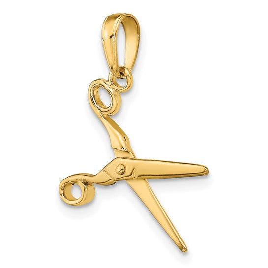10kt Yellow Gold 3-D Moveable Scissors Pendant