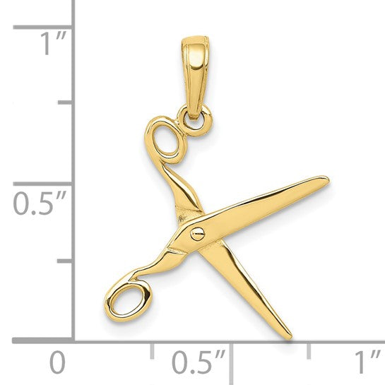 10kt Yellow Gold 3-D Moveable Scissors Pendant