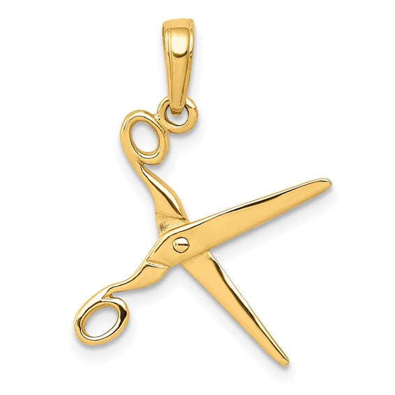 10kt Yellow Gold 3-D Moveable Scissors Pendant