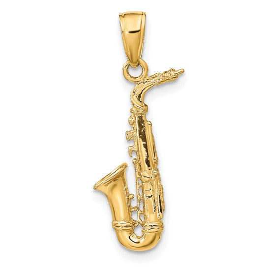 10kt Yellow Gold 3-D Saxophone Pendant
