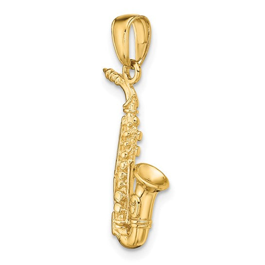 10kt Yellow Gold 3-D Saxophone Pendant