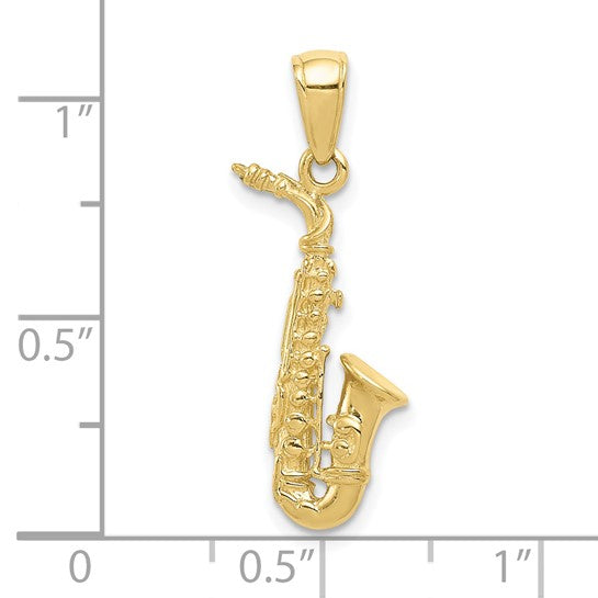 10kt Yellow Gold 3-D Saxophone Pendant