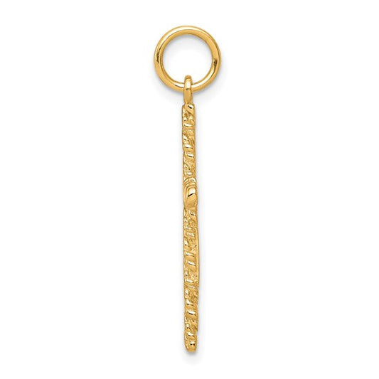10KT Yellow Gold Nugget Cross Charm