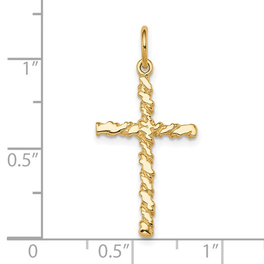 10KT Yellow Gold Nugget Cross Charm