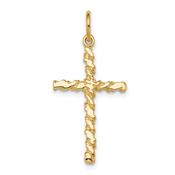 10KT Yellow Gold Nugget Cross Charm