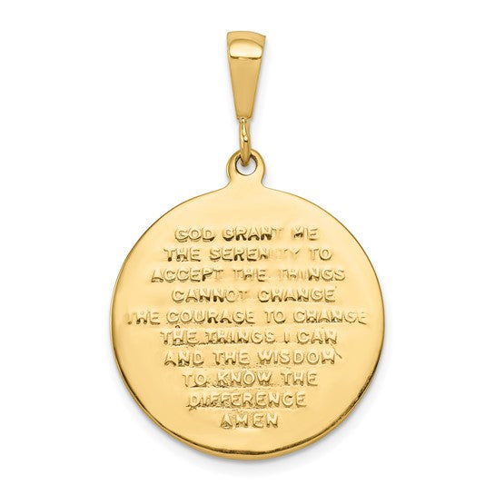 10kt Yellow Gold Praying Hands Reversible with Serenity Prayer Pendant