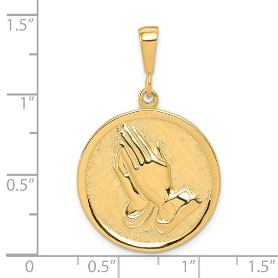 10kt Yellow Gold Praying Hands Reversible with Serenity Prayer Pendant