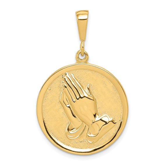 10kt Yellow Gold Praying Hands Reversible with Serenity Prayer Pendant