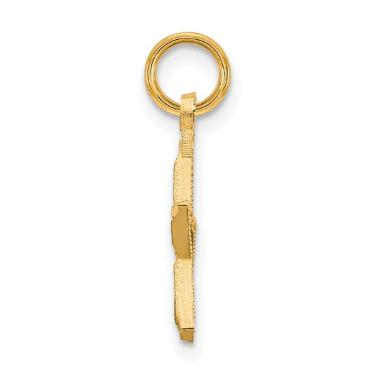 10KT Yellow Gold Diamond-Cut Flat Back Star Charm