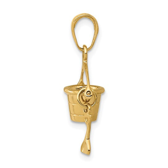 10kt Yellow Gold 3-D Beach Bucket with Shovel Charm