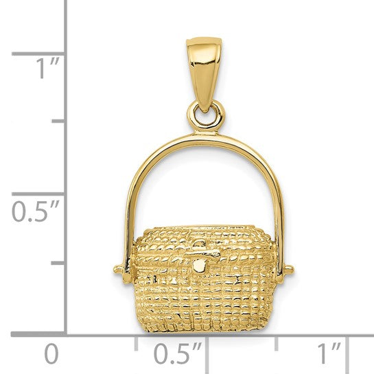 10kt Yellow Gold 2-D Large Nantucket Basket Pendant