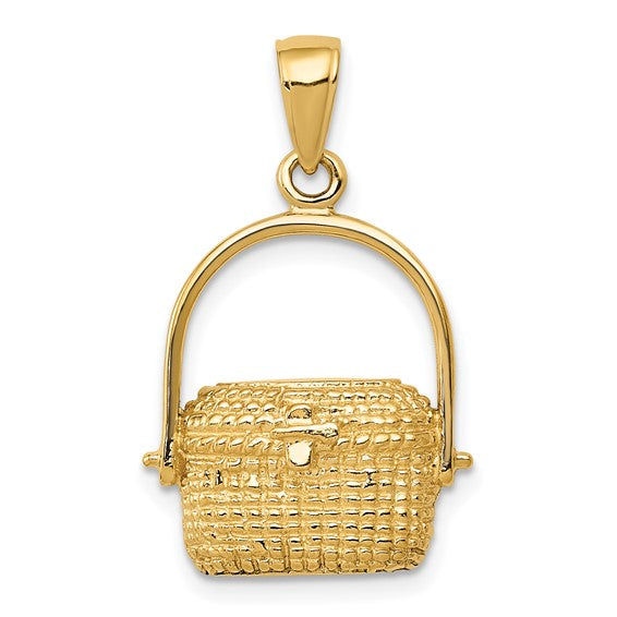 10kt Yellow Gold 2-D Large Nantucket Basket Pendant
