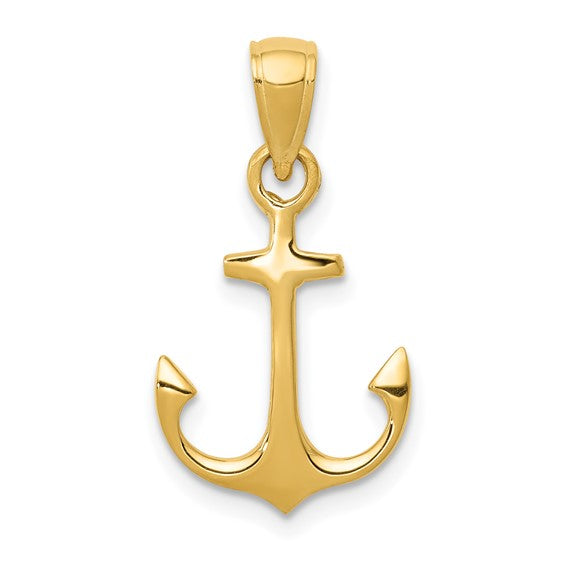 10kt Yellow Gold Anchor Pendant