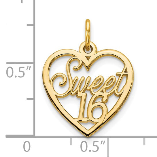 10KT Yellow Gold SWEET 16 Charm
