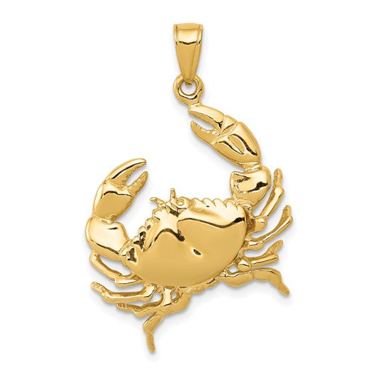 10kt Yellow Gold Stone Crab with Claw Extended Pendant