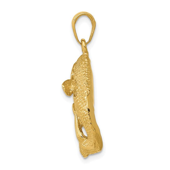 10kt Yellow Gold Bass Fish Jumping Pendant