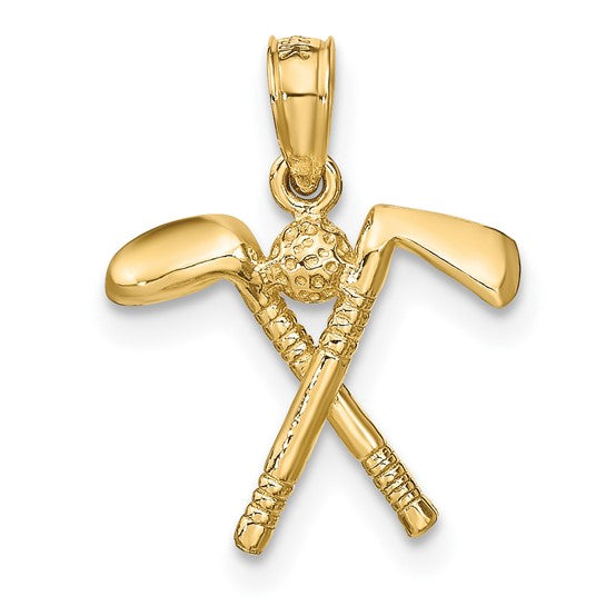 10kt Yellow Gold 3-D Golf Clubs with Ball Charm
