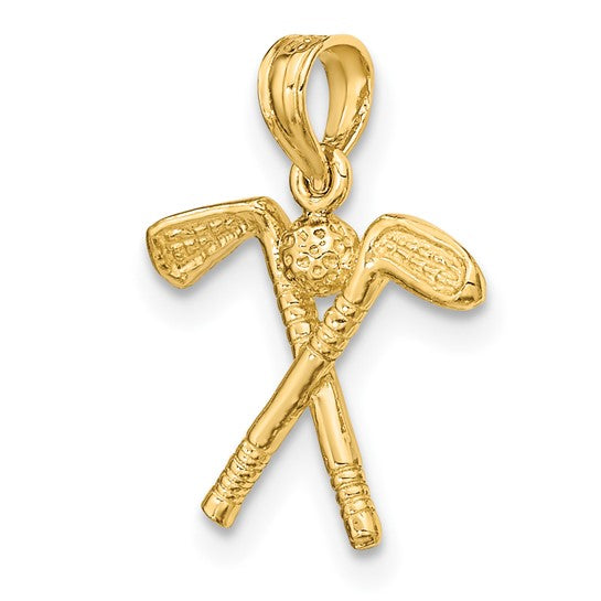 10kt Yellow Gold 3-D Golf Clubs with Ball Charm