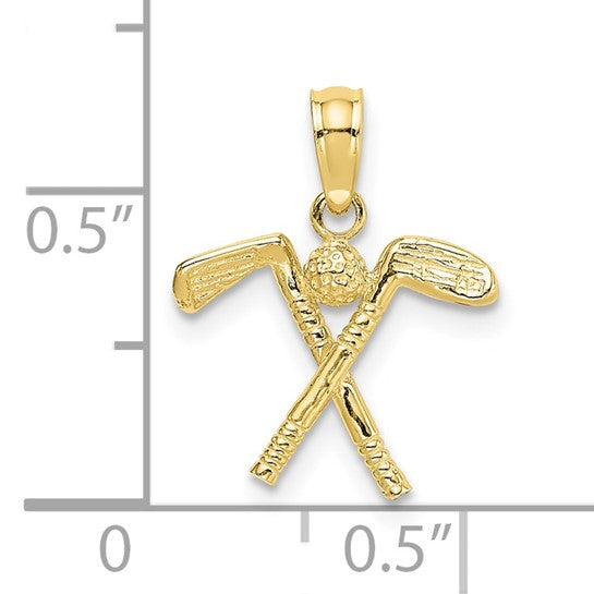 10kt Yellow Gold 3-D Golf Clubs with Ball Charm