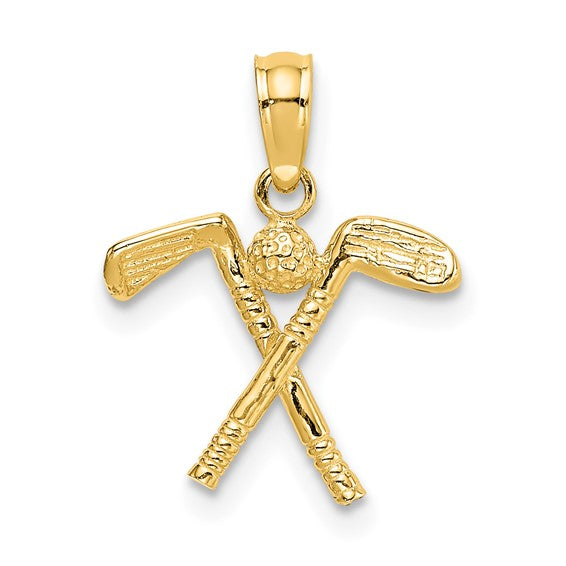 10kt Yellow Gold 3-D Golf Clubs with Ball Charm