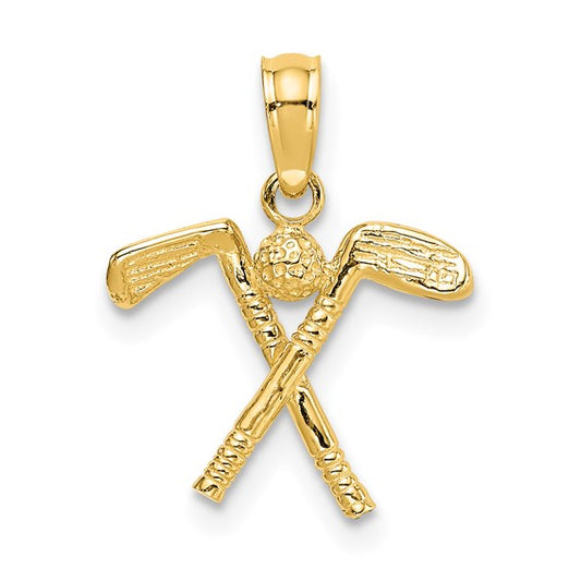 10kt Yellow Gold 3-D Golf Clubs with Ball Charm
