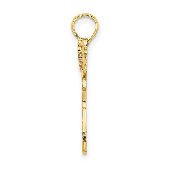 10kt Yellow Gold Cheerleader Jumping with Pom-Pom's Charm