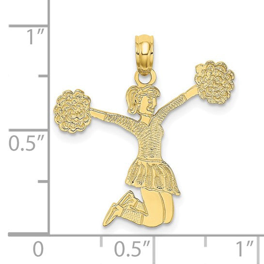 10kt Yellow Gold Cheerleader Jumping with Pom-Pom's Charm