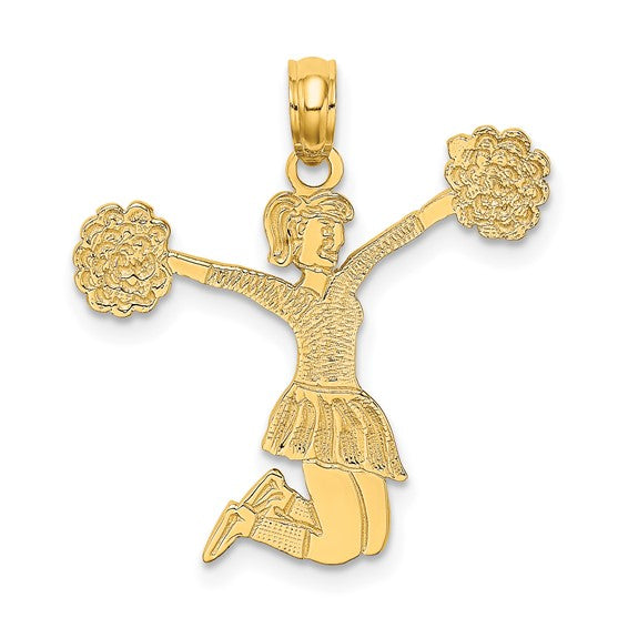 10kt Yellow Gold Cheerleader Jumping with Pom-Pom's Charm