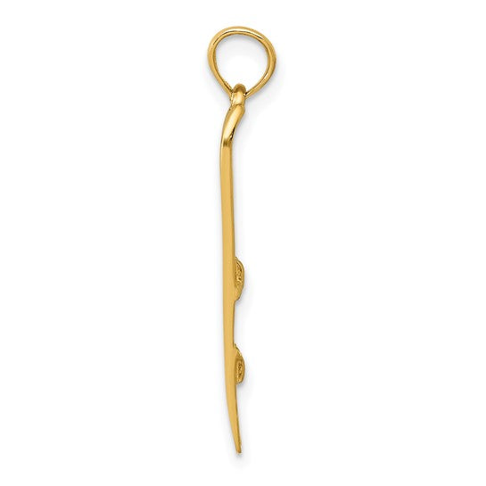 10kt Yellow Gold 3-D Snow Skis Pendant