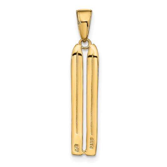 10kt Yellow Gold 3-D Snow Skis Pendant