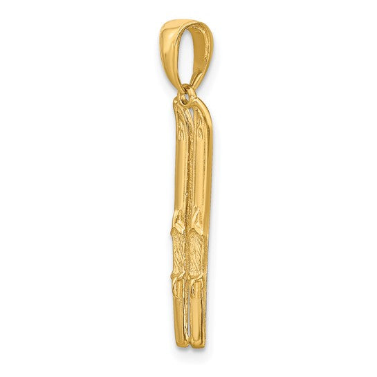 10kt Yellow Gold 3-D Snow Skis Pendant