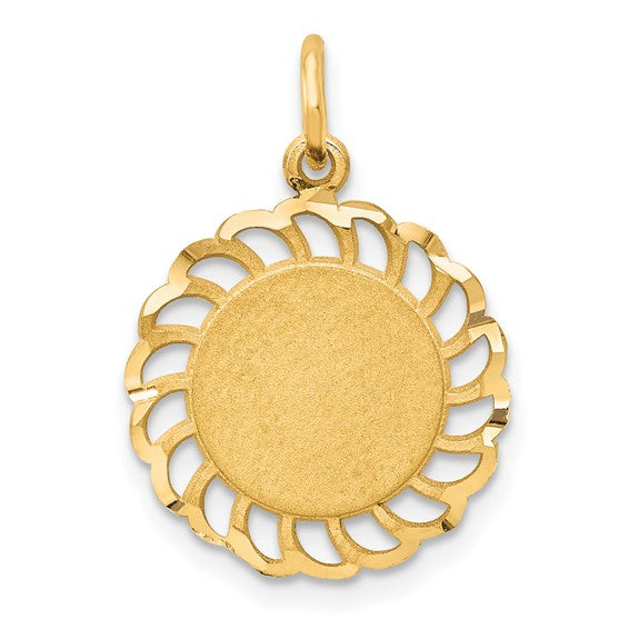 10kt Yellow Gold Circle with Filigree Edges Charm