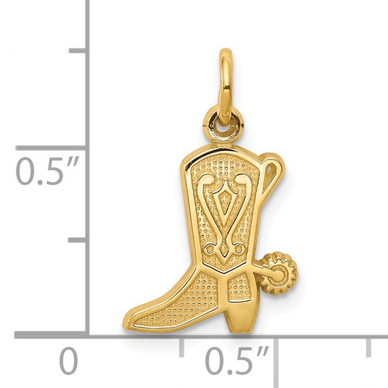 10kt Yellow Gold Solid Polished Cowboy Boot Charm
