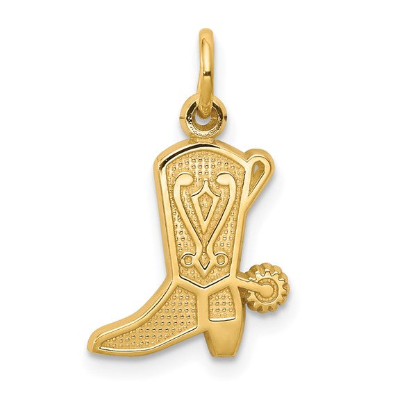 10kt Yellow Gold Solid Polished Cowboy Boot Charm