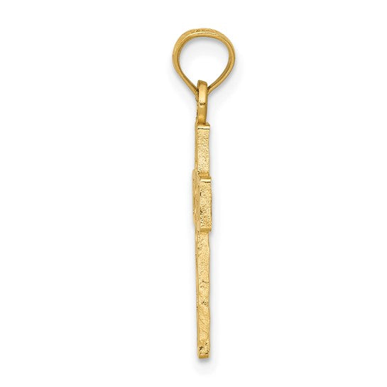 10kt Yellow Gold Diamond-cut Filigree Cross Pendant