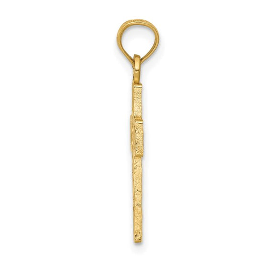 10kt Yellow Gold Diamond-cut Filigree Cross Pendant