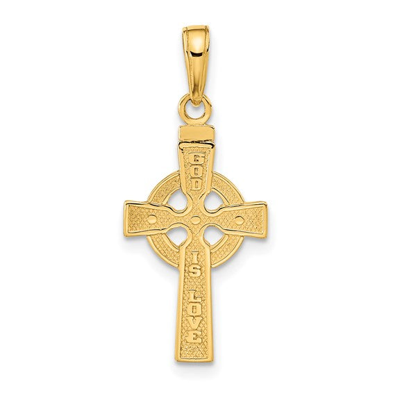 10kt Yellow Gold Reversible GOD IS LOVE Celtic Cross Pendant