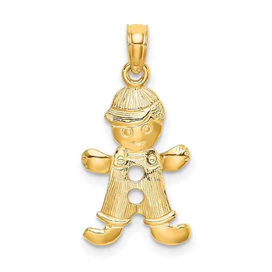 10kt Yellow Gold Playful Boy w/Cut Out Buttons Charm