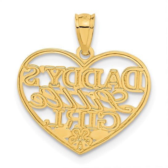10kt Yellow Gold D/C Daddys Little Girl Heart Pendant