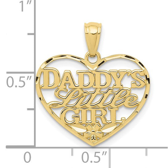 10kt Yellow Gold D/C Daddys Little Girl Heart Pendant