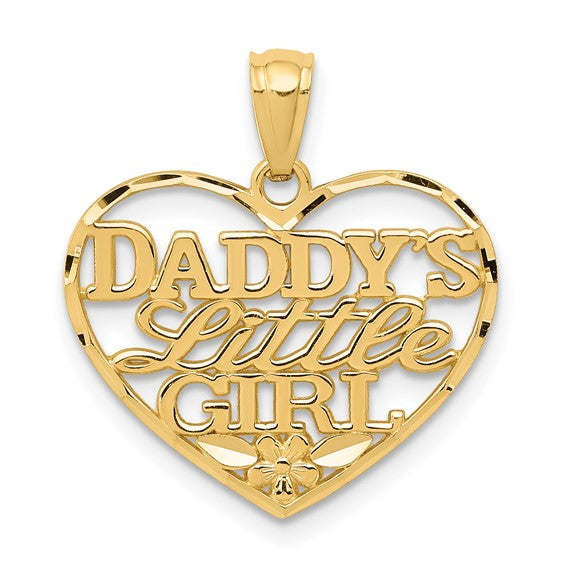10kt Yellow Gold D/C Daddys Little Girl Heart Pendant
