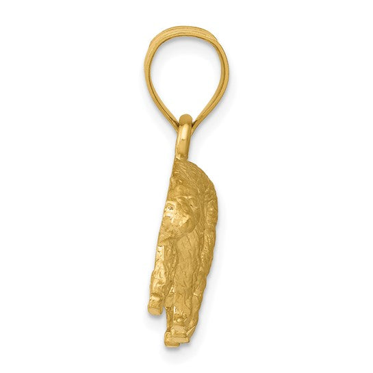 10KT Yellow Gold Diamond-cut Bear Pendant