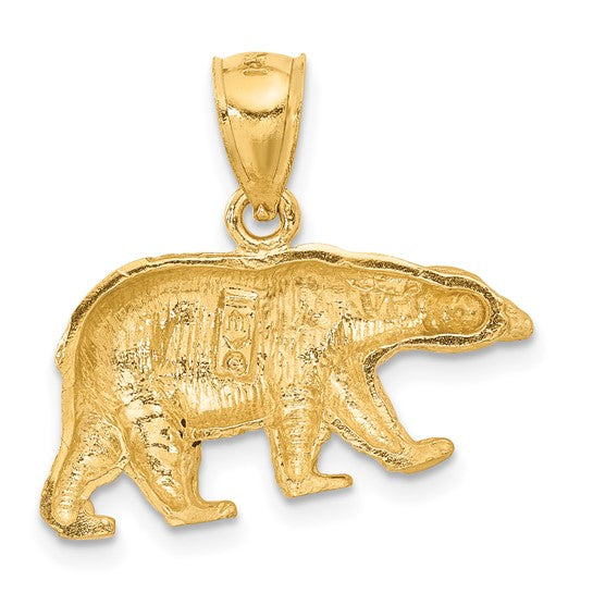 10KT Yellow Gold Diamond-cut Bear Pendant
