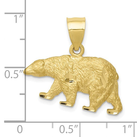 10KT Yellow Gold Diamond-cut Bear Pendant