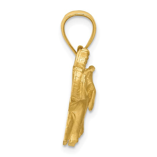 10KT Yellow Gold Diamond-cut Elephant Pendant