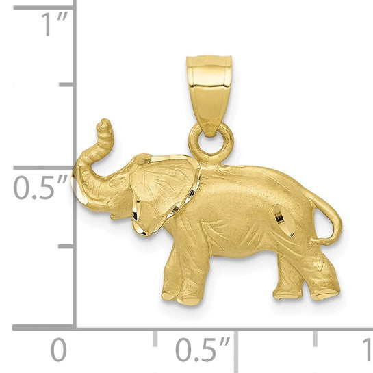 10KT Yellow Gold Diamond-cut Elephant Pendant