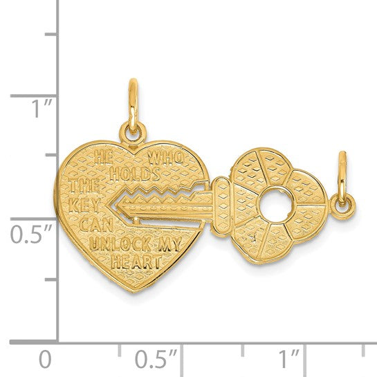 10kt Yellow Gold Heart and Key Break-apart Charm