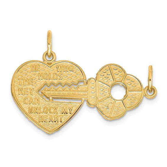 10kt Yellow Gold Heart and Key Break-apart Charm