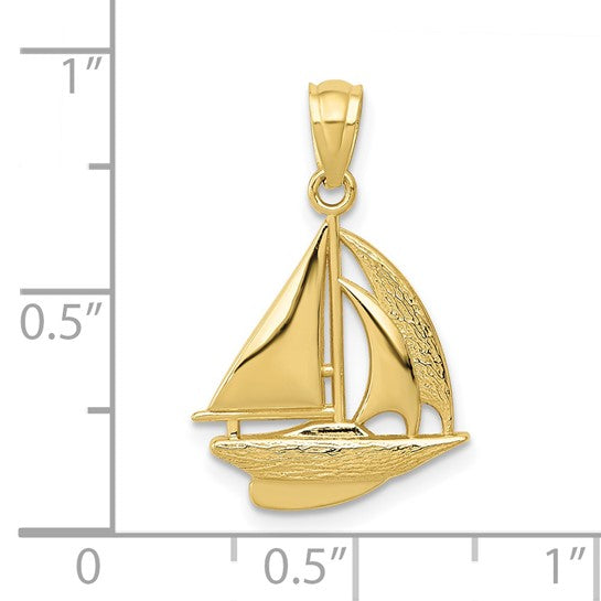 10kt Yellow Gold Sailboat Pendant