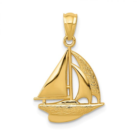 10kt Yellow Gold Sailboat Pendant